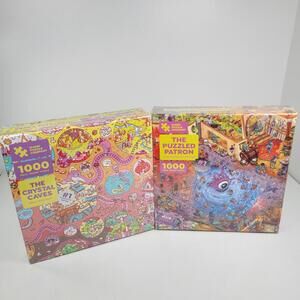 Magic Puzzle Company Lot - Puzzled Patron & Crystal Caves 1000 Piece Brand New